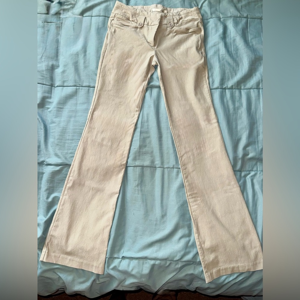 HAVE Elegant Cream Stretchy Flared Dress Slacks